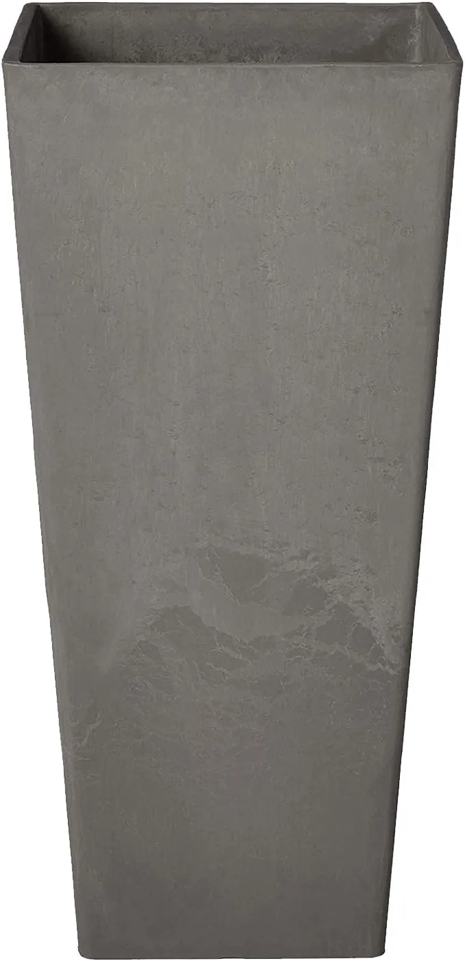 PSW Pot Collection Contempo Tall Square for Indoor and Outdoor Plants and Gardens,13x13x28, Cement Color