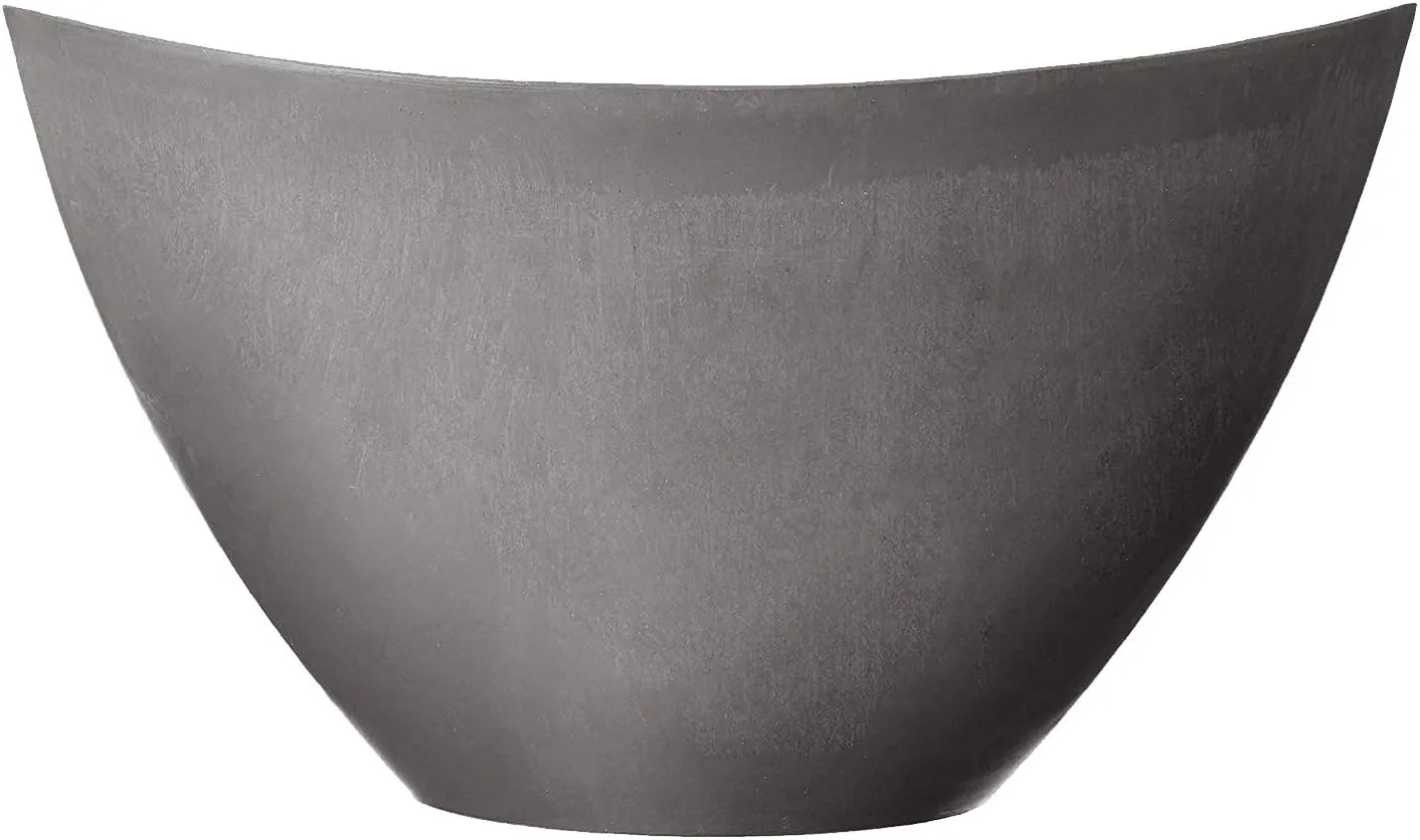 PSW Pot Collection Curved Planter Pot for Indoor and Outdoor Plants and Gardens, 16-inch, Cement Gray
