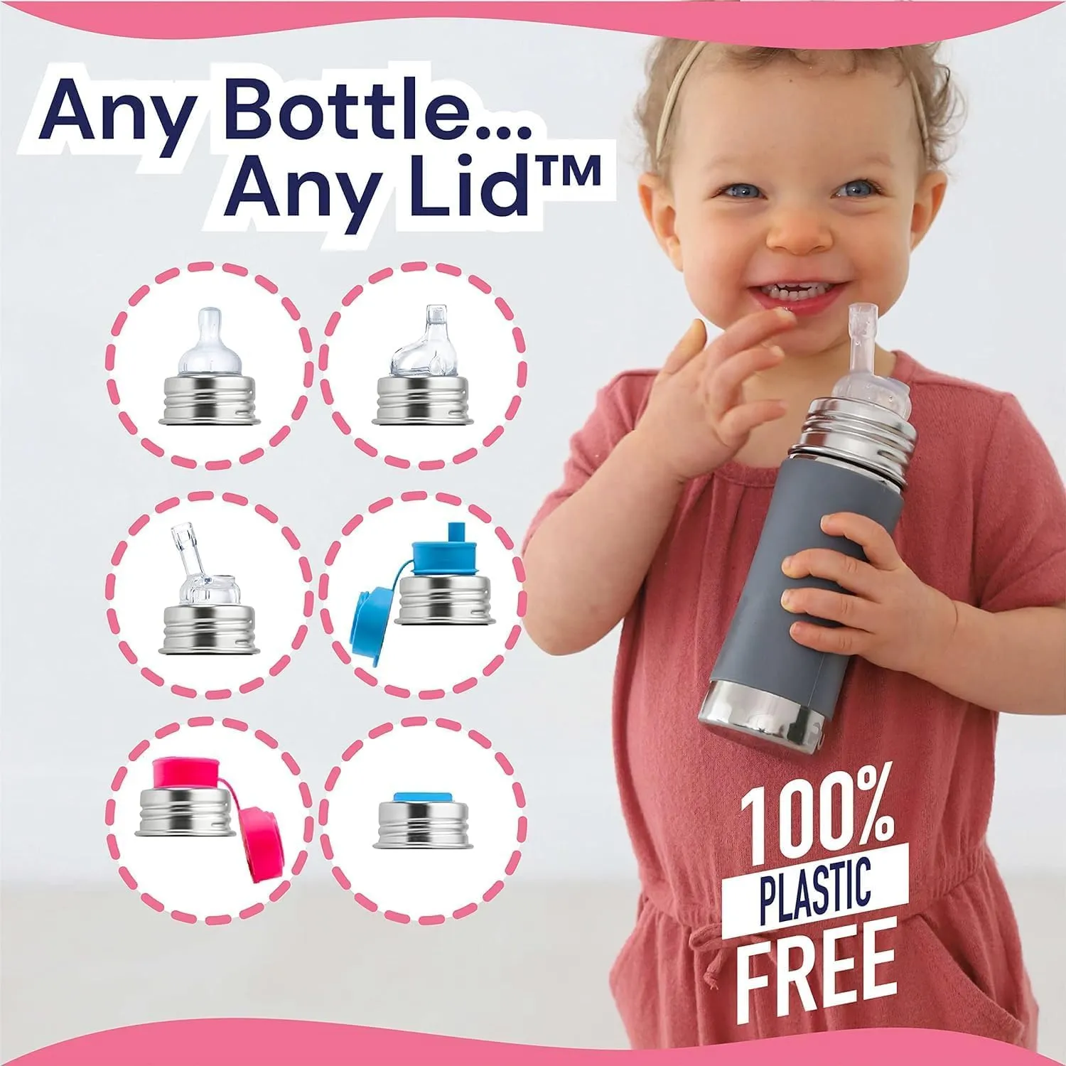 Pura Kiki 11oz/325ml Stainless Steel Straw Bottle w/Sleeve, 100% Plastic-Free, MadeSafe Certified, 100% Medical-Grade Silicone Straw for Kids, Toddlers, Preschoolers, Babies & Infant - New Moss