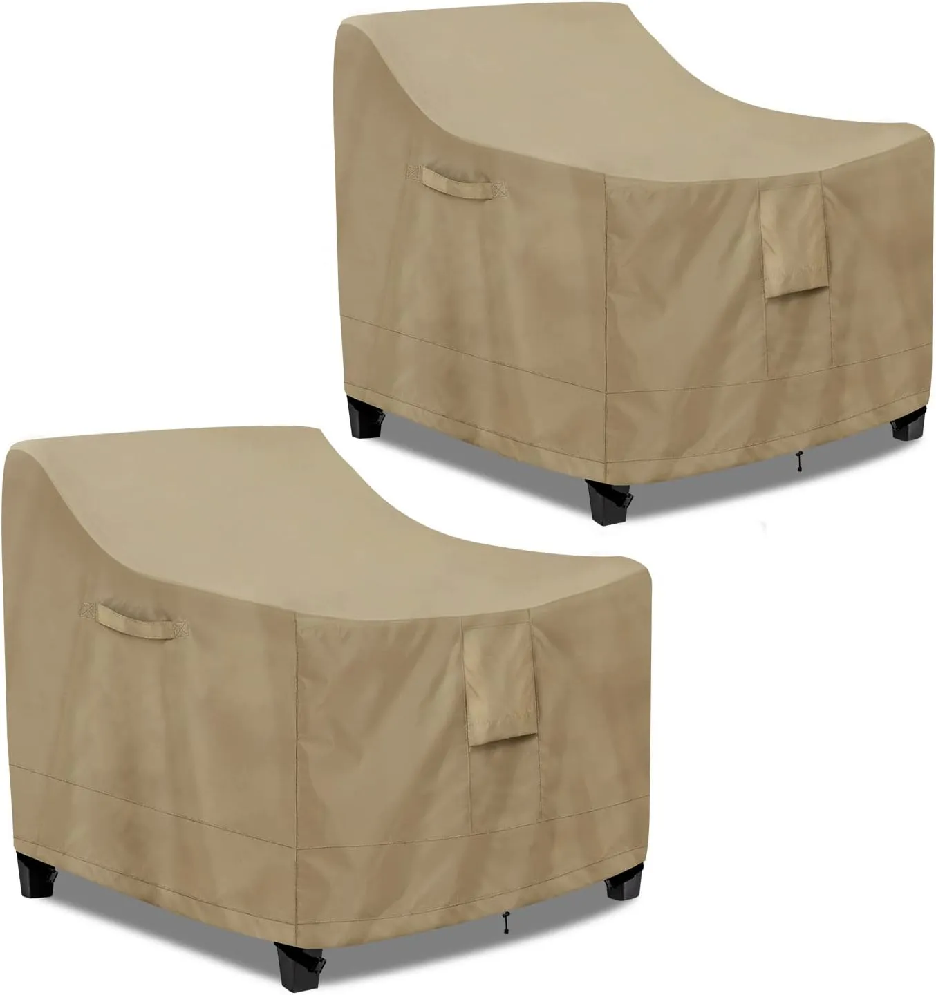 PureFit Outdoor Chair Covers Waterproof 2 Pack Patio Furniture Lawn Chair Covers for Outdoor Furniture with Air Vent and Padded Handles, Fits up to 35W x 38D x 31H Inches, Camel