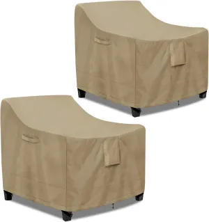 PureFit Outdoor Chair Covers Waterproof 2 Pack Patio Furniture Lawn Chair Covers for Outdoor Furniture with Air Vent and Padded Handles, Fits up to 35W x 38D x 31H Inches, Camel