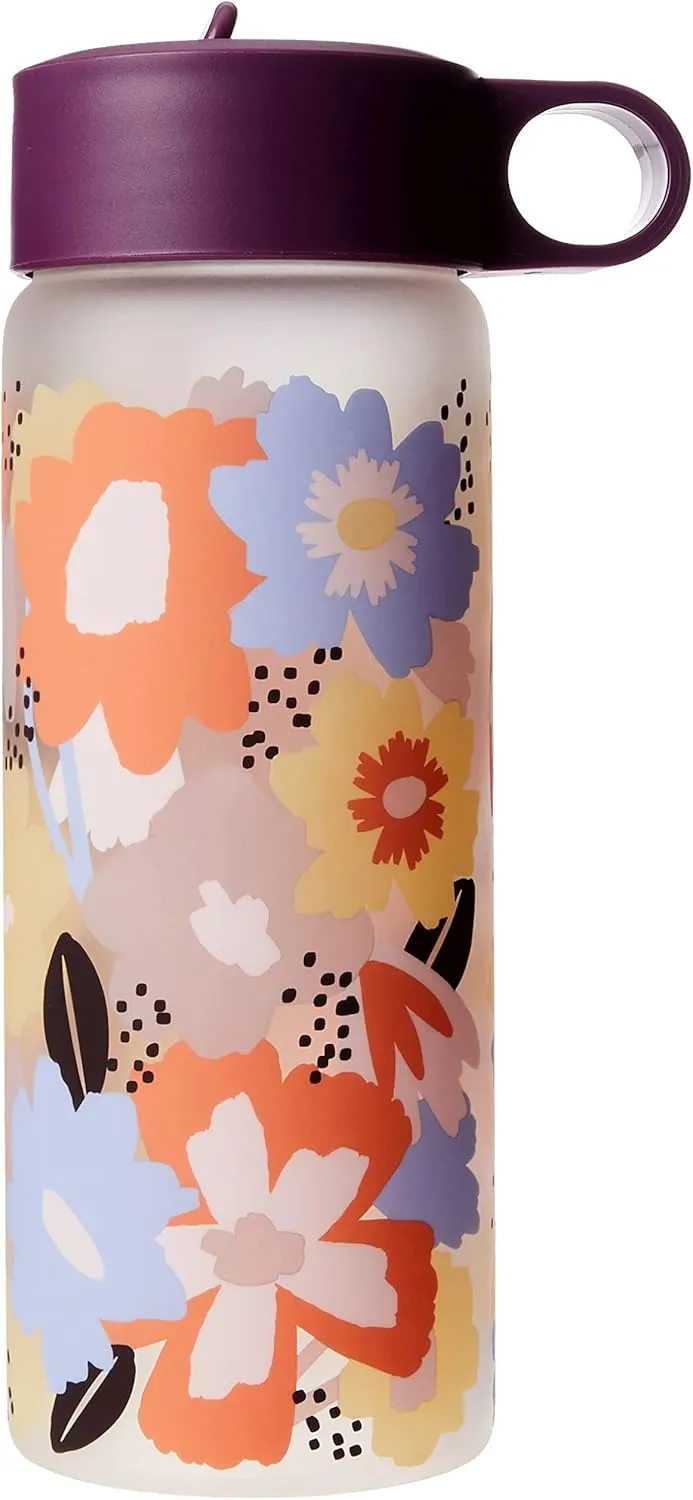 Pyrex 17.5-Oz Color Changing Glass Water Bottle with Silicone Coating, Leakproof and Textured Glass Reusable Water Bottle, Eco-Friendly, BPA-Free Silicone Coating, Blur Tie Dye