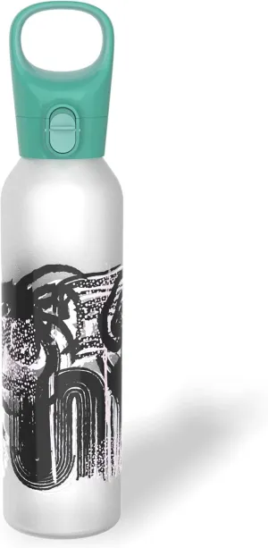 Pyrex 24-Oz Color Changing Glass Water Bottle with Silicone Coating, Leakproof and Textured Glass Reusable Water Bottle with Flip-Top Lid, Eco-Friendly, BPA-Free Silicone Coating, Doodles