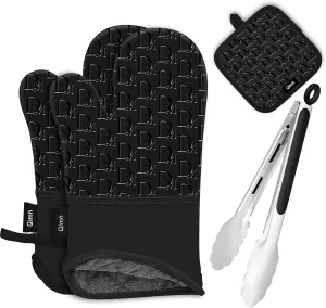 QiMH 4-Piece Set: Extra Long Heat Resistant Oven Gloves