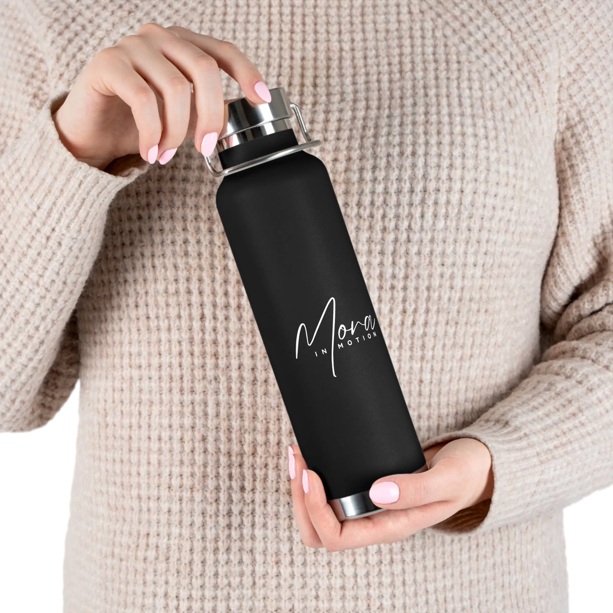 "Mora in Motion" in White Copper Insulated Water Bottle - 22oz