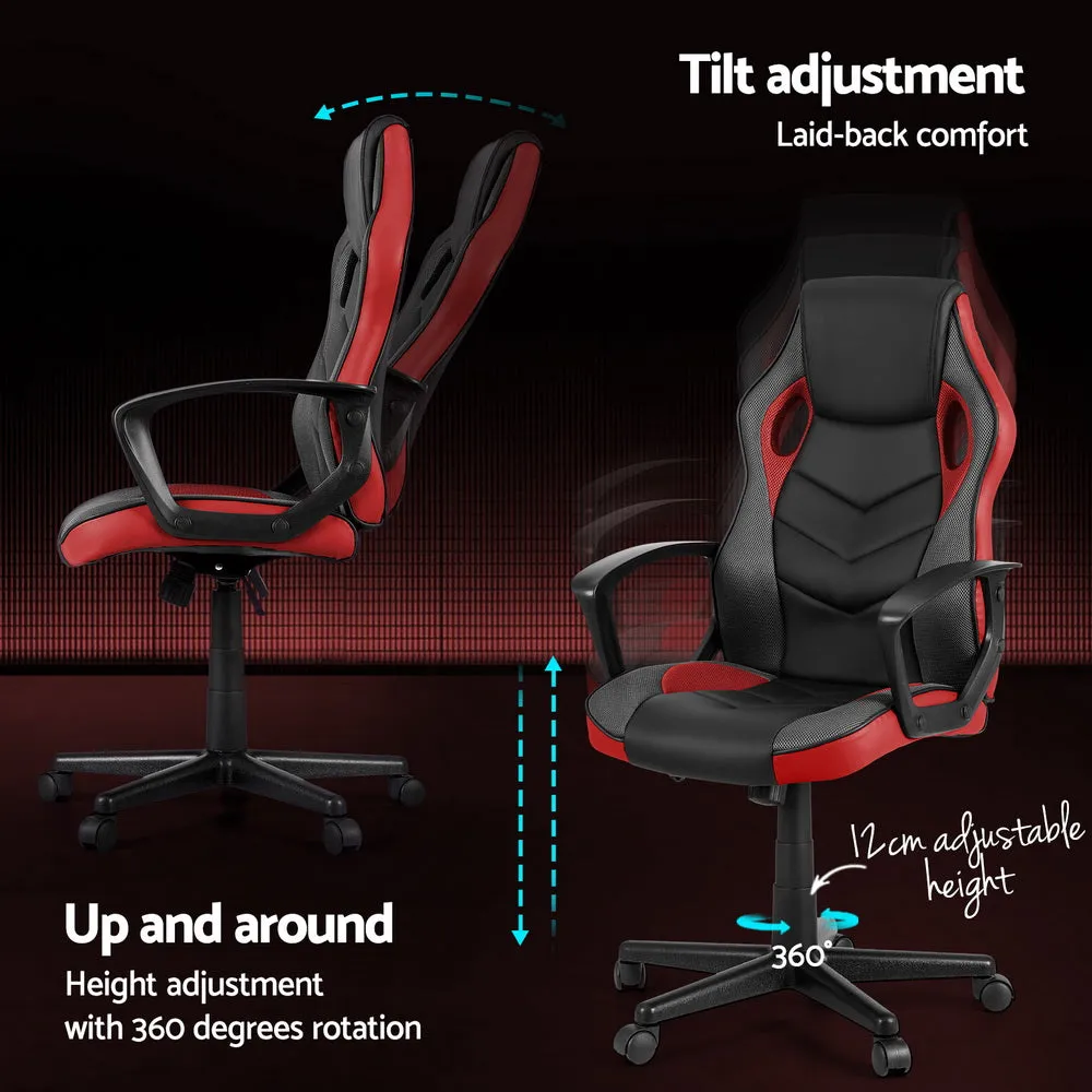 Racer PU Leather & Mesh Office Chair - Red