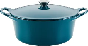 Rachael Ray Enameled Cast Iron Dutch Oven/Casserole Pot with Lid, 5 Quart, Teal