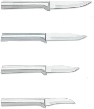 Rada Cutlery 4-Piece Granny, Peeling, Regular, and Heavy Duty Paring Knife Set, Silver Handles