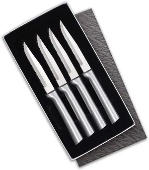 Rada Cutlery 4-Piece Serrated Steak Knife Gift Set, Silver Handles