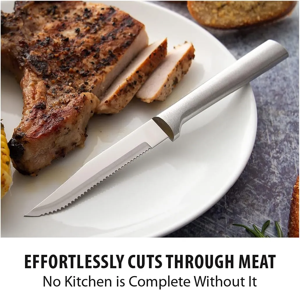 RADA Cutlery Serrated Steak Knife, Silver Handle, Pack of 6