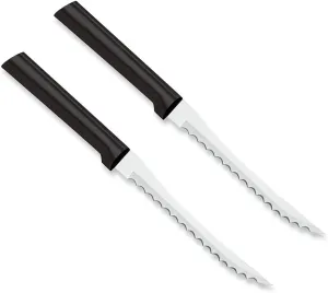 Rada Cutlery Tomato Slicer Knife (W226), 5" Stainless Steel Hollow Ground Serrated Blade, Made in USA, Black Handle, Pack of 2