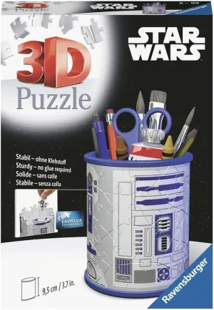 Ravensburger - 3D Puzzle Pencil Pot - Star Wars - Ages 6  - 54 numbered pieces to assemble without glue - Accessories included - Height 9.5 cm - 11554
