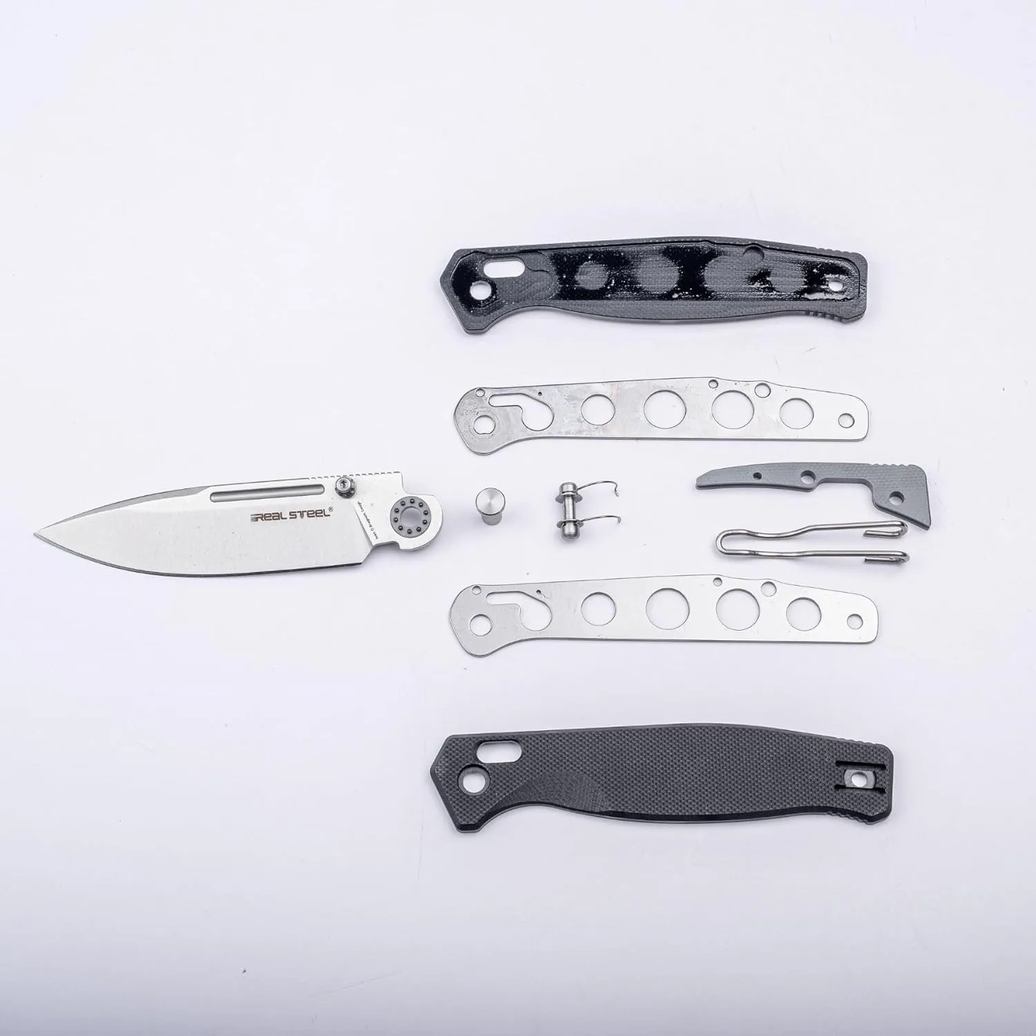 REALSTEEL Huginn Compact Folding Pocket Knife,Crossbar Lock,3.15'' VG-10 Steel Blade,Thumb Stud,G10 Handle,Lightweight Clip,EDC Gift for Men Women Camping, Hiking, Outdoor Use(Satin/Black G10)