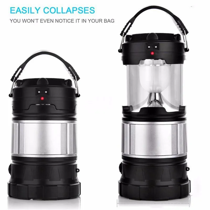Rechargeable Solar Powered LED Camping Lantern Tac Flashlight