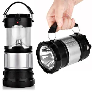 Rechargeable Solar Powered LED Camping Lantern Tac Flashlight