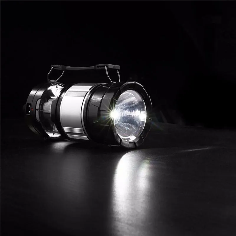 Rechargeable Solar Powered LED Camping Lantern Tac Flashlight