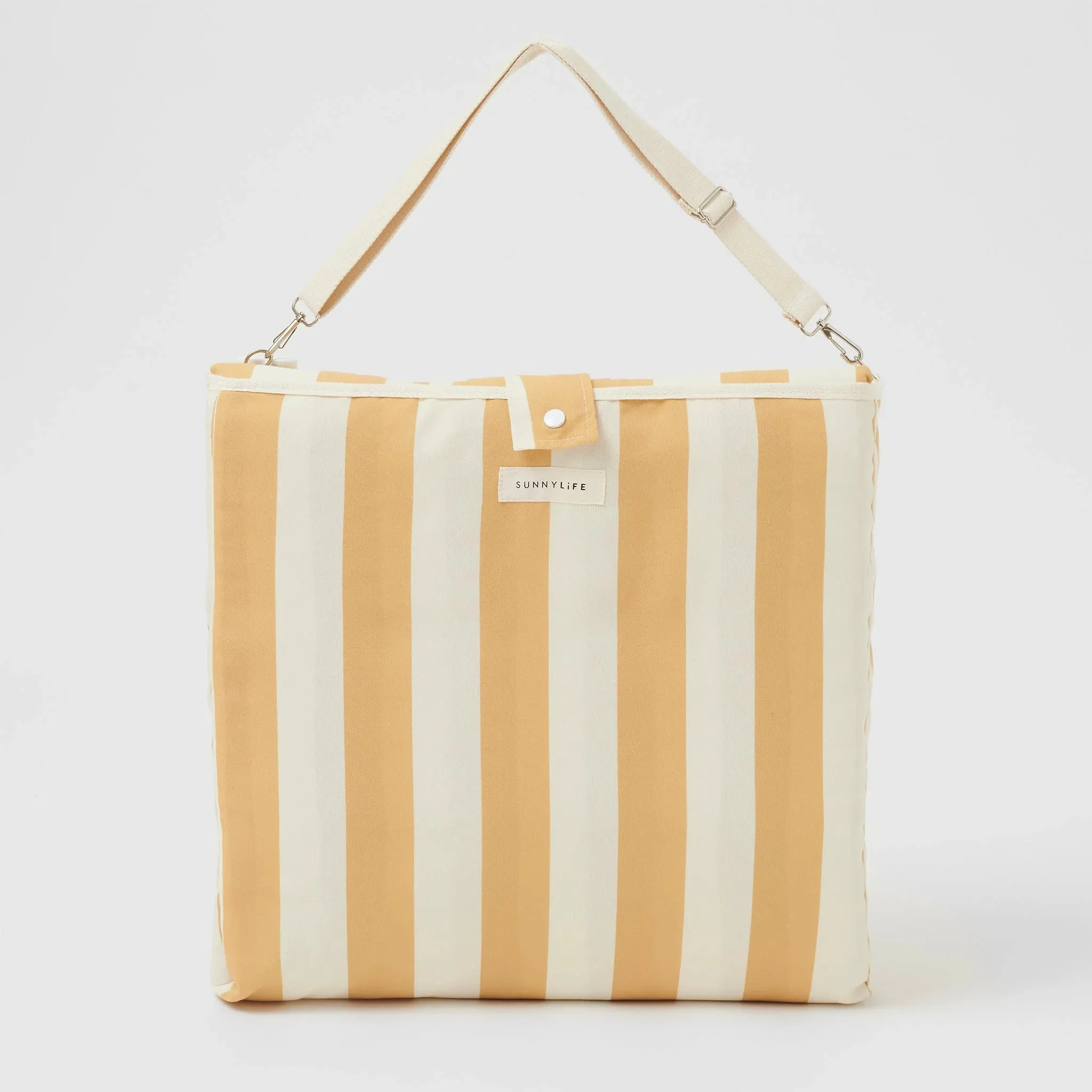 Reclining beach chair - mustard stripe