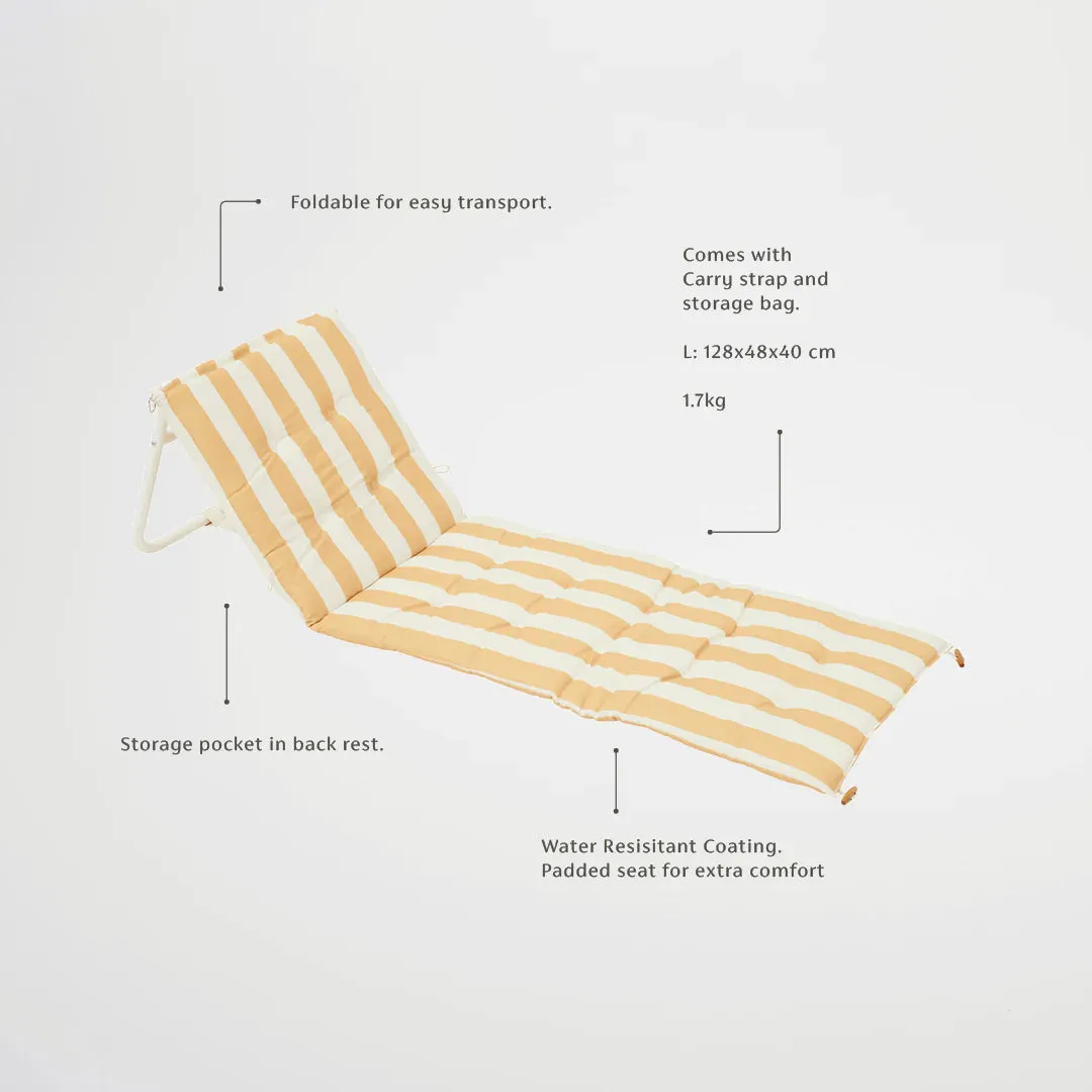 Reclining beach chair - mustard stripe