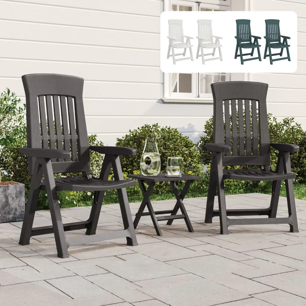 Reclining Chair Outdoor Folding Armchair Garden Furniture 2 Pcs PP
