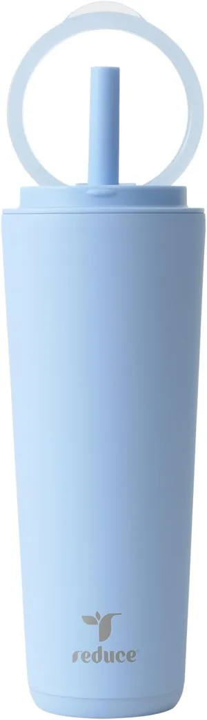 Reduce Halo 24 oz Stainless Steel Vacuum Insulated Tumbler - Spill Proof Travel Mug with Flip Handle Lid - Keeps Drinks Cold for 32 Hrs - Dishwasher Safe - Cupholder Friendly - Glacier