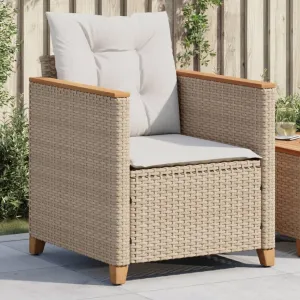 Relaxing Chair Camping Chair Dining Chairs Lawn Chairs - Patio Chair with Cushions Beige Poly Rattan for Park Campsites Terrace Outside