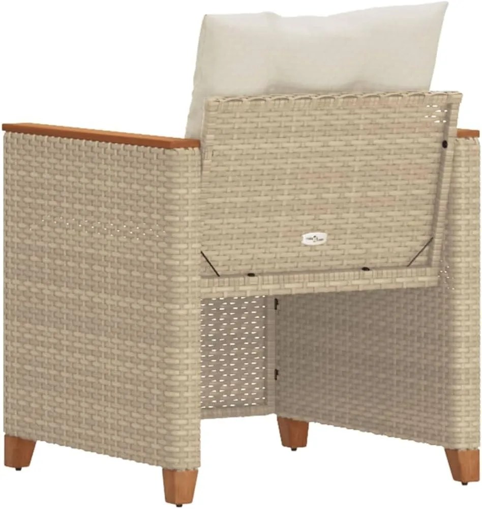 Relaxing Chair Camping Chair Dining Chairs Lawn Chairs - Patio Chair with Cushions Beige Poly Rattan for Park Campsites Terrace Outside