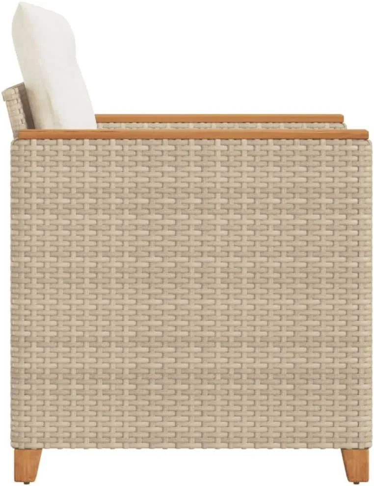 Relaxing Chair Camping Chair Dining Chairs Lawn Chairs - Patio Chair with Cushions Beige Poly Rattan for Park Campsites Terrace Outside