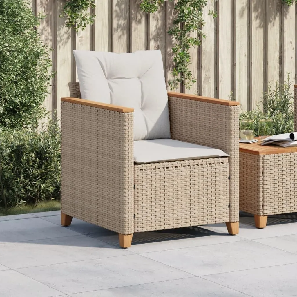 Relaxing Chair Camping Chair Dining Chairs Lawn Chairs - Patio Chair with Cushions Beige Poly Rattan for Park Campsites Terrace Outside
