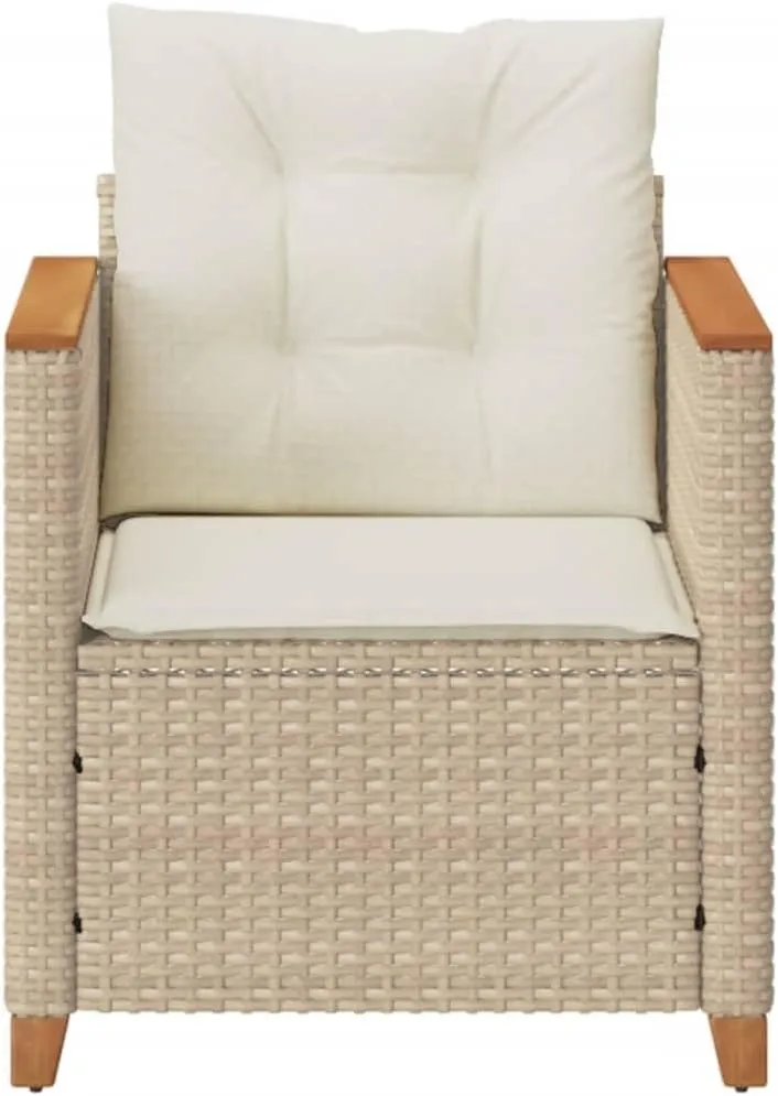 Relaxing Chair Camping Chair Dining Chairs Lawn Chairs - Patio Chair with Cushions Beige Poly Rattan for Park Campsites Terrace Outside