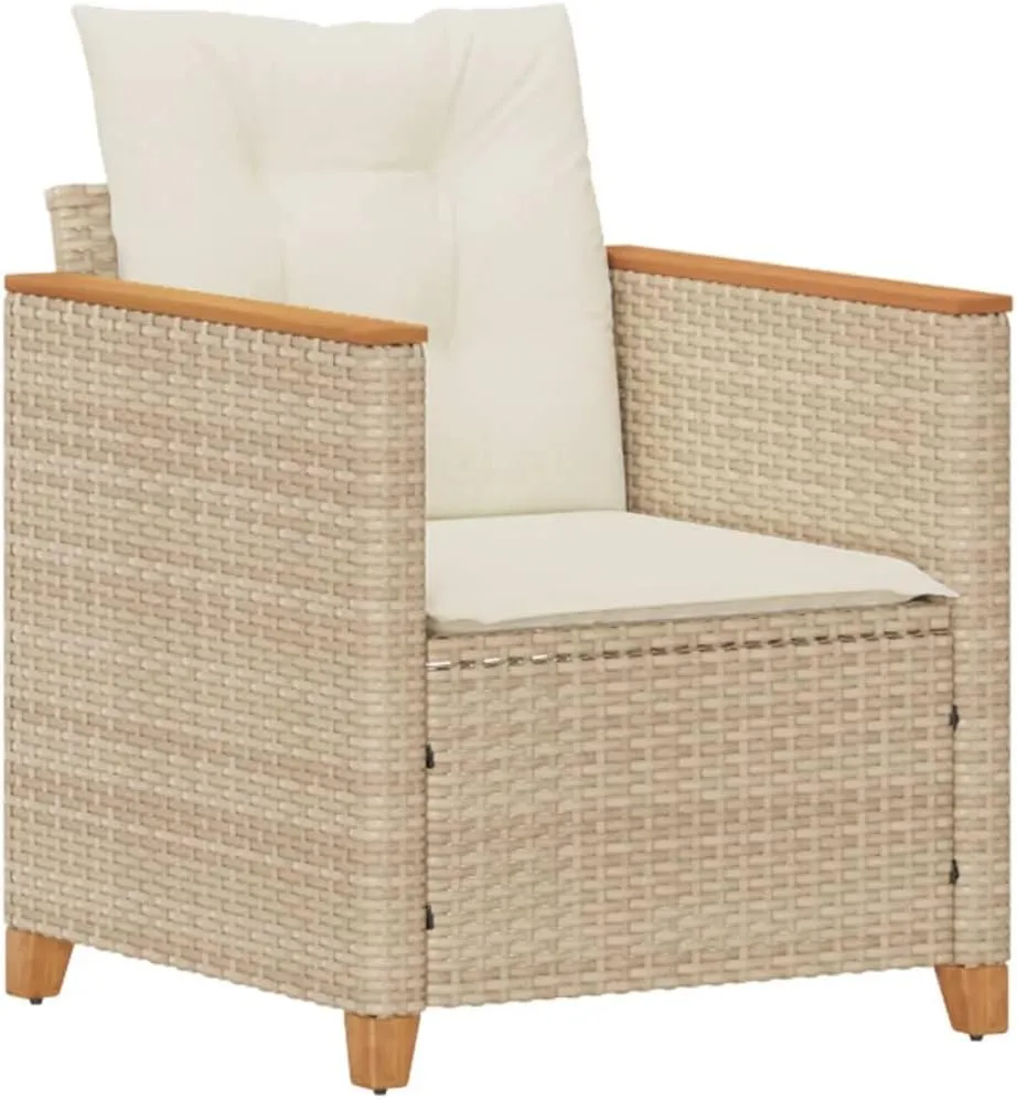 Relaxing Chair Camping Chair Dining Chairs Lawn Chairs - Patio Chair with Cushions Beige Poly Rattan for Park Campsites Terrace Outside