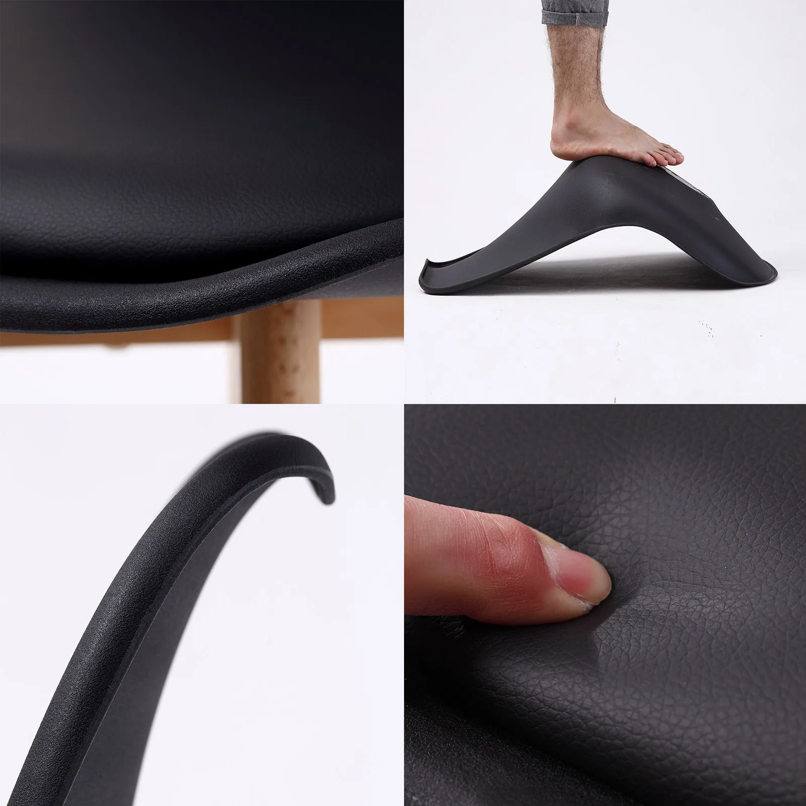 Retro (Set of 2) PU Leather Dining Chairs - Black