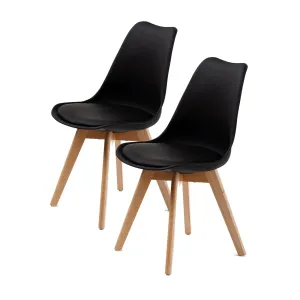 Retro (Set of 2) PU Leather Dining Chairs - Black