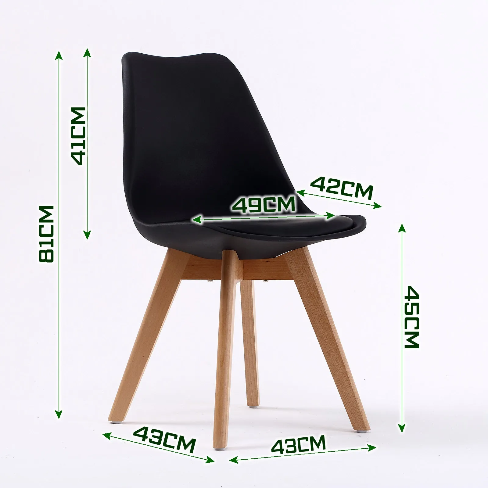 Retro (Set of 2) PU Leather Dining Chairs - Black