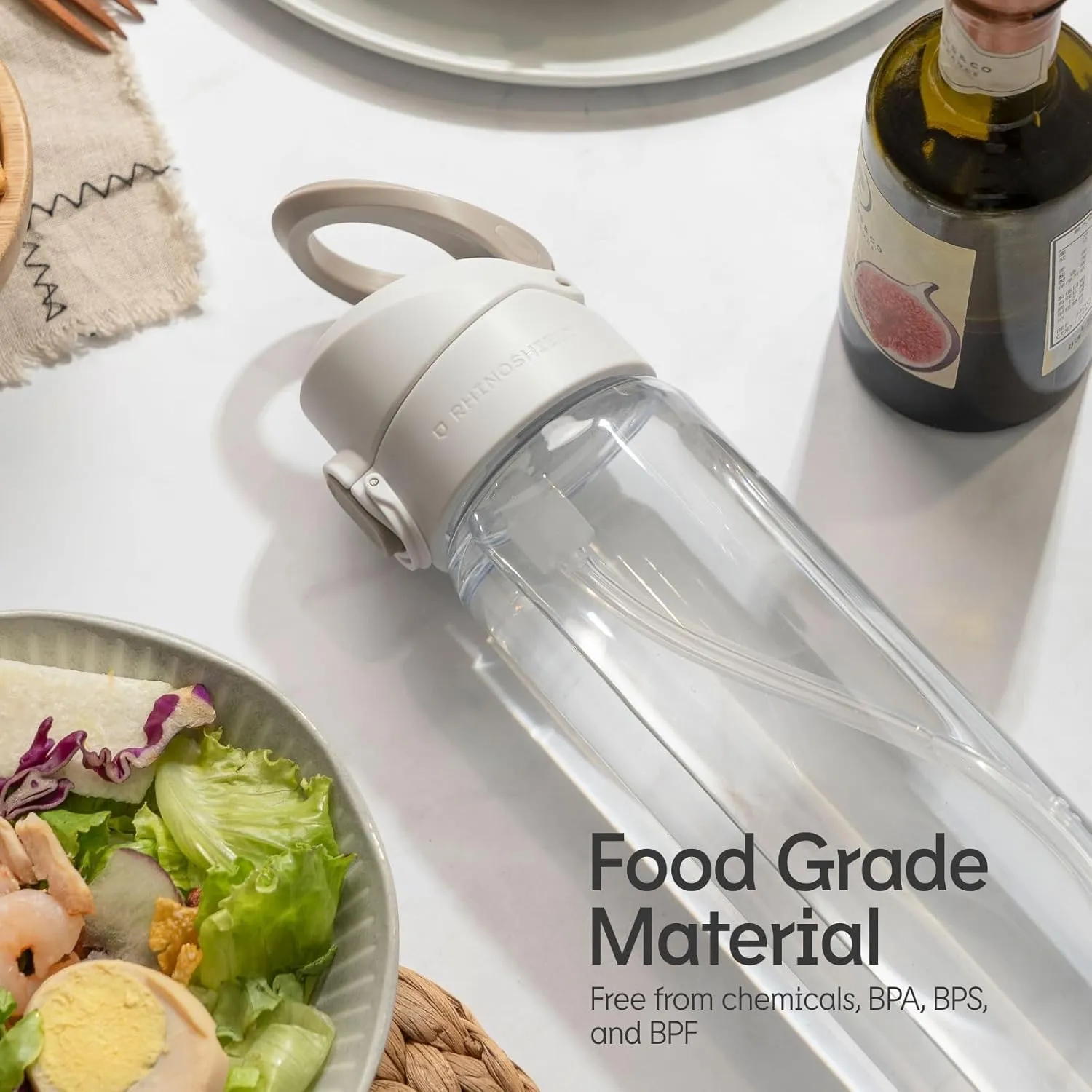 RhinoShield AquaStand Magnetic Bottle 27 oz | Tritan Water Bottle with Straw Lid, Sport Bottle with MagSafe Compatible Handle, Tripod with Adjustable Angles, Leak Proof, Lightweight - Crystal Clear