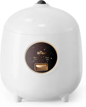 Rice Cooker 2-Cups Uncooked, 1.2L Small Rice Cooker with Non-stick Coating, BPA Free, Portable Mini Rice Cooker, One Button to Cook and Keep Warm Function, White