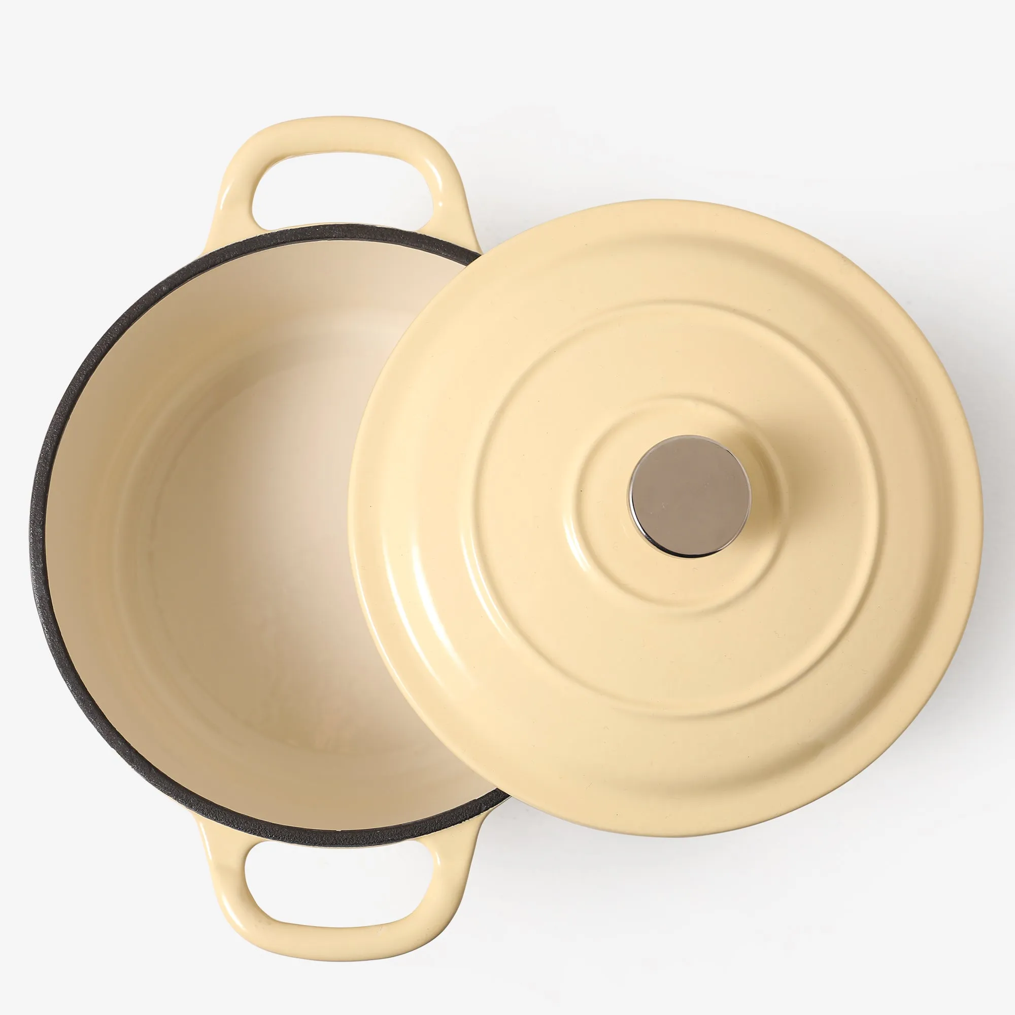 RJ Legend 1.9 Quart Dutch Oven Pot, Enameled, Non-Stick, Beige