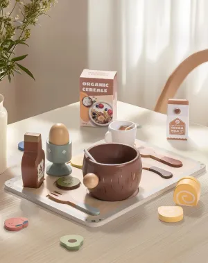 ROBOTIME Play Food Sets for Kids, Wooden Food Toys Play Kitchen Accessories, 30  Pieces Breakfast Set, Montessori Pretend Play Kitchen Toys, Gift for Boys & Girls Ages 3-6