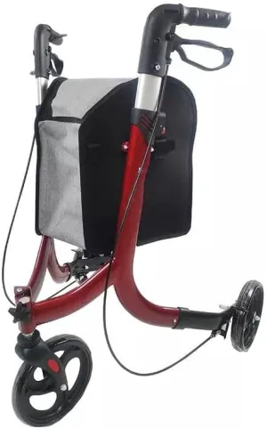 Rollator Walkers Three Wheeled Rollator for Seniors,Lightweight,Stand Up Rolling Walker,Elderly Trolley, Foldable Durable Rollator, 3 Wheel Walker, Walker with Shopping Bag