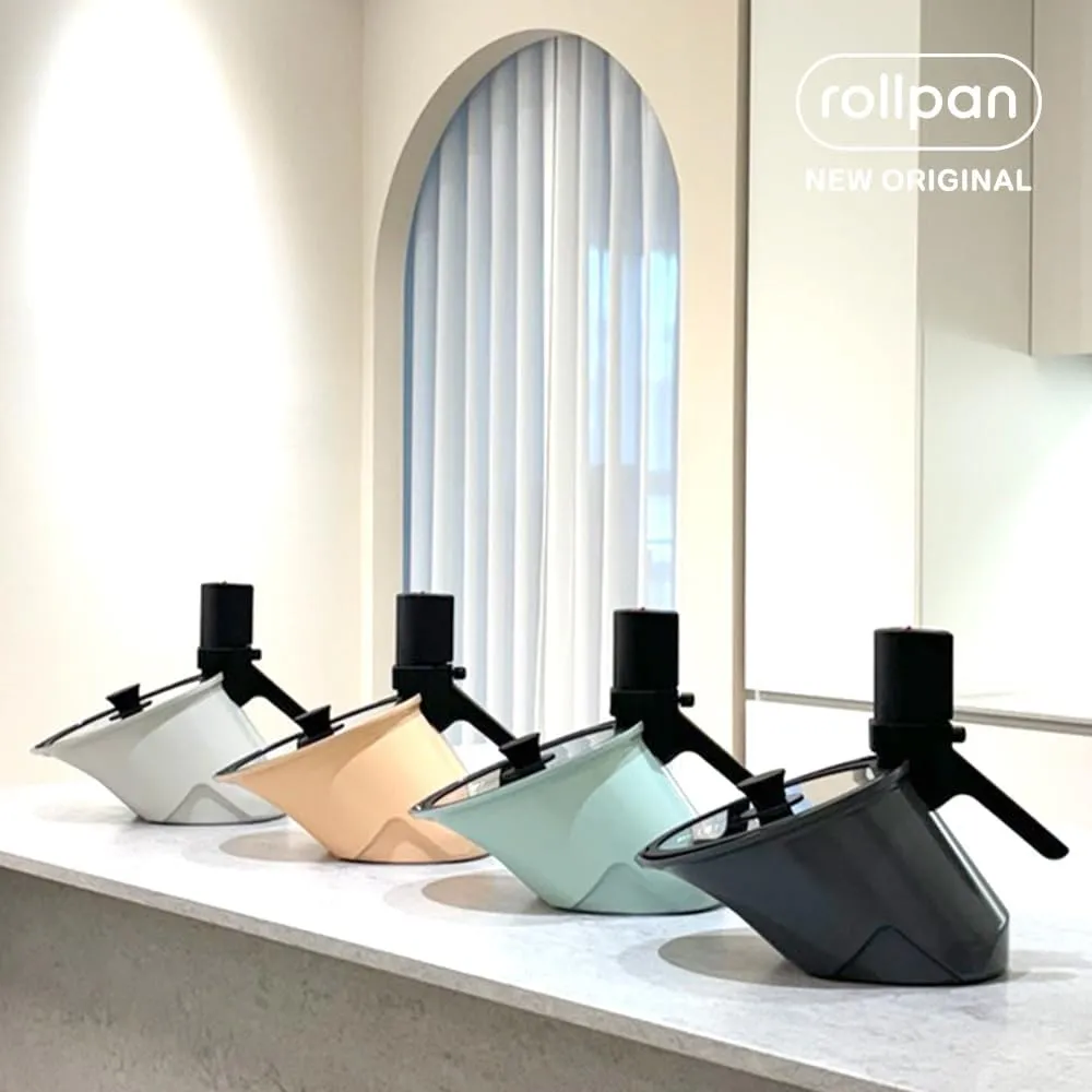 ROLLPAN - NEW - Automatic Rotating Cooking Pot - Compact, Non-Stick, Ceramic coated, Automated cooking pot. M (Mint)