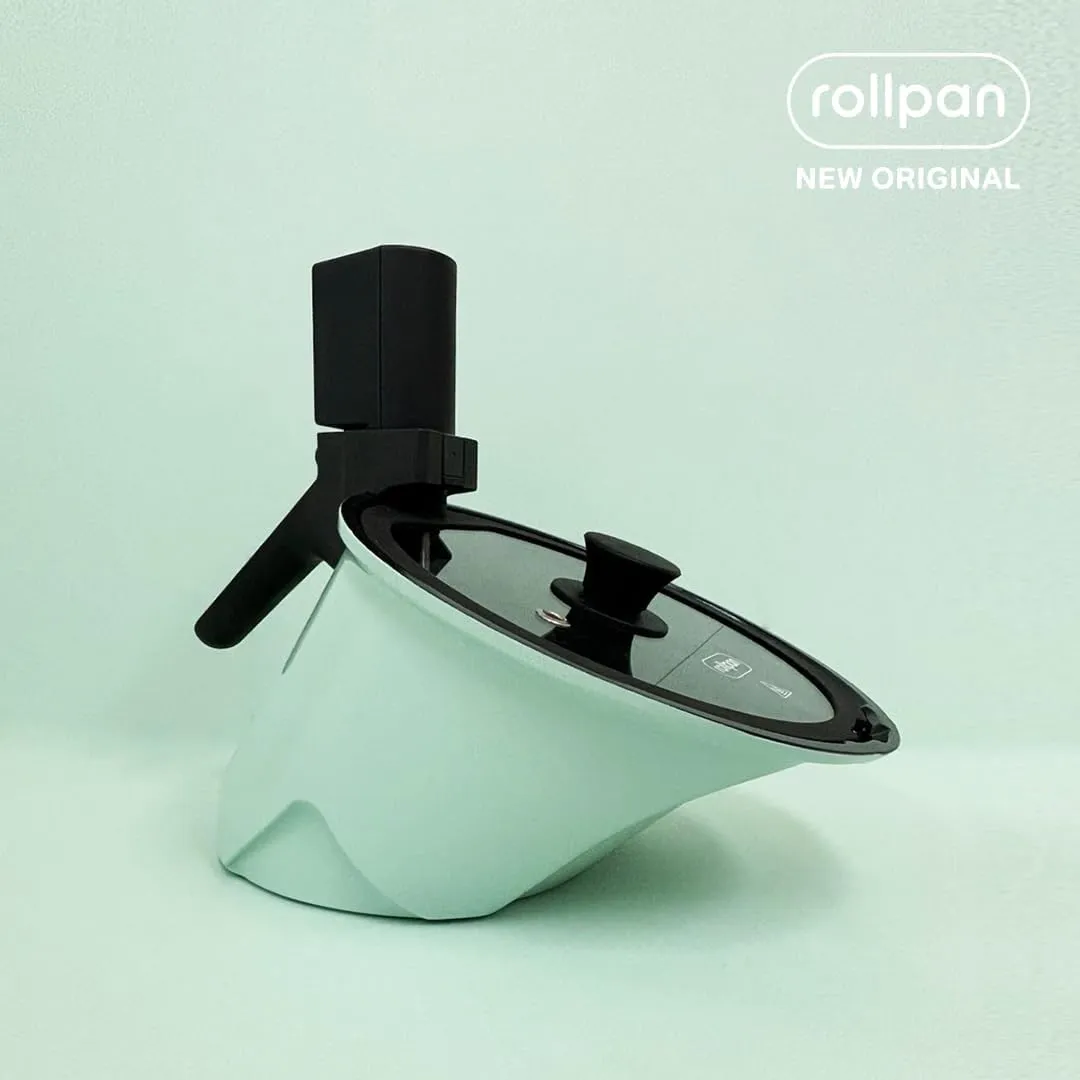 ROLLPAN - NEW - Automatic Rotating Cooking Pot - Compact, Non-Stick, Ceramic coated, Automated cooking pot. M (Mint)