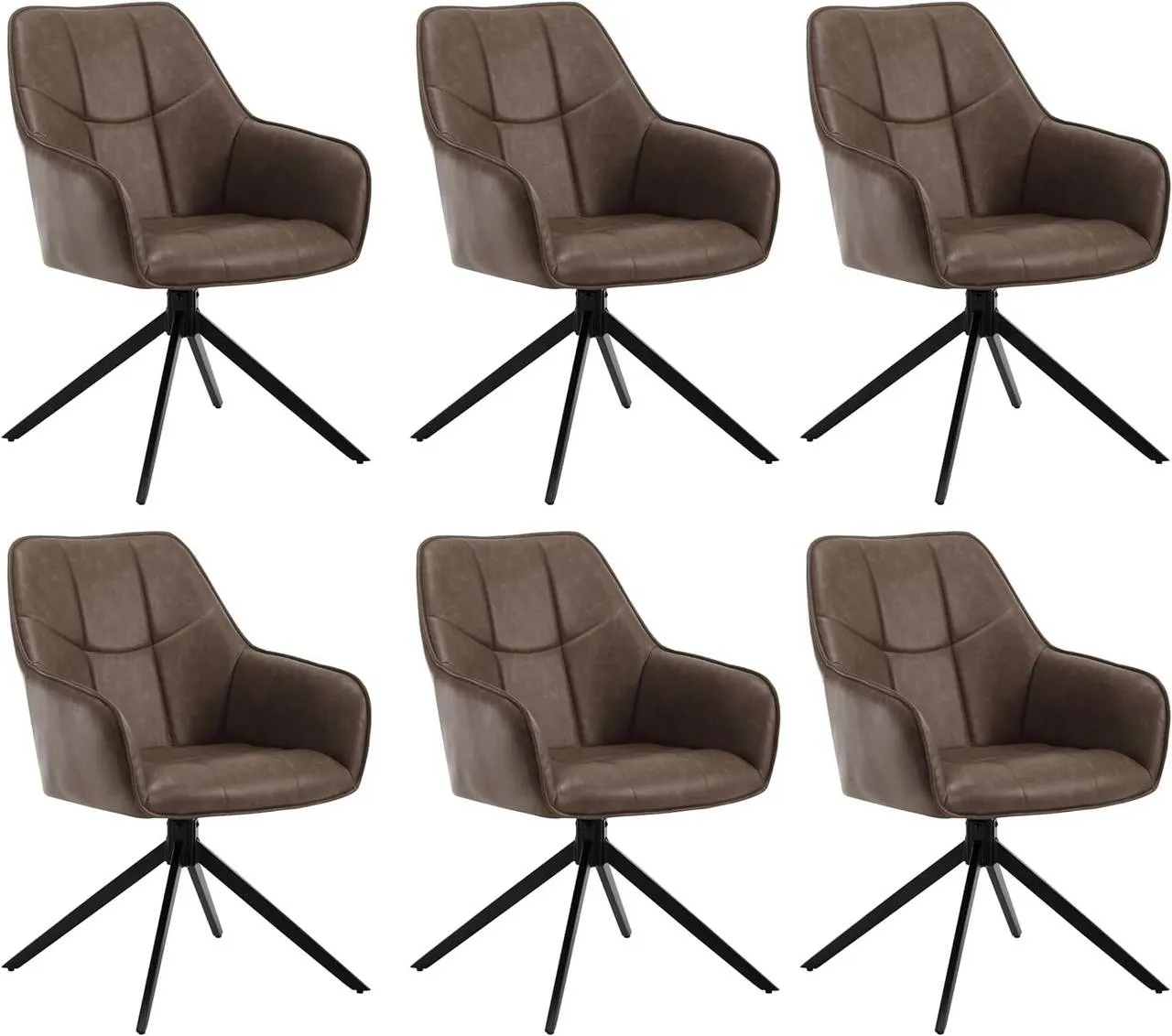 Rootz Dining Chair - Swivel Chair - Retro Style Chair - Vintage Faux Leather - 58cm x 86cm x 63.5cm - Ergonomic Design