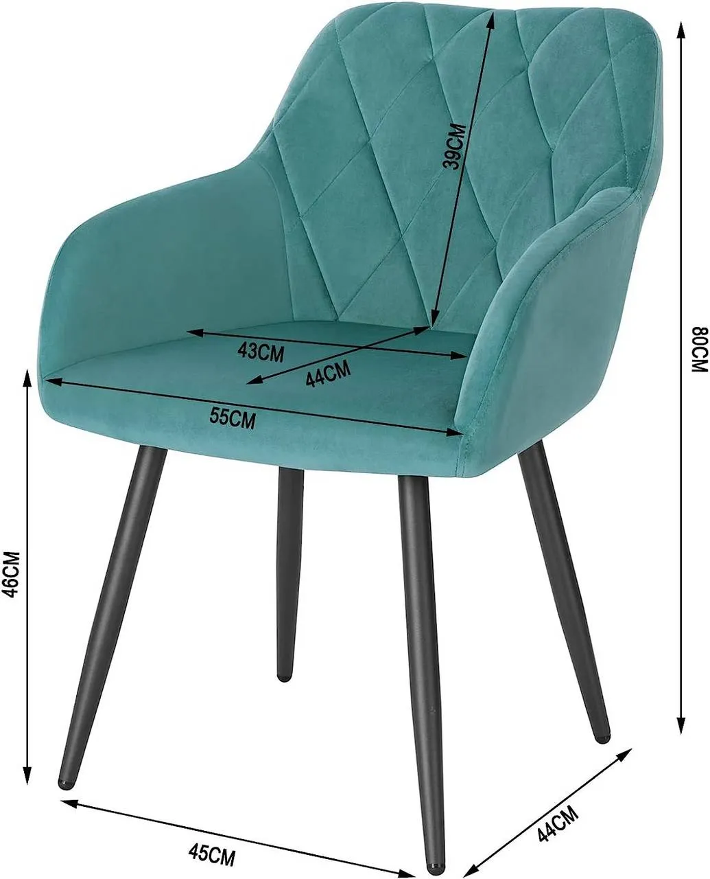Rootz Dining Chairs - Velvet Dining Room Chairs - Kitchen Chairs - Ergonomic Design - 44cm x 42.5cm x 46.5cm - Set of 4