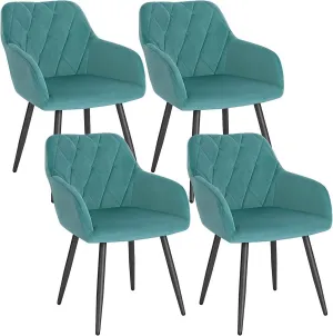 Rootz Dining Chairs - Velvet Dining Room Chairs - Kitchen Chairs - Ergonomic Design - 44cm x 42.5cm x 46.5cm - Set of 4
