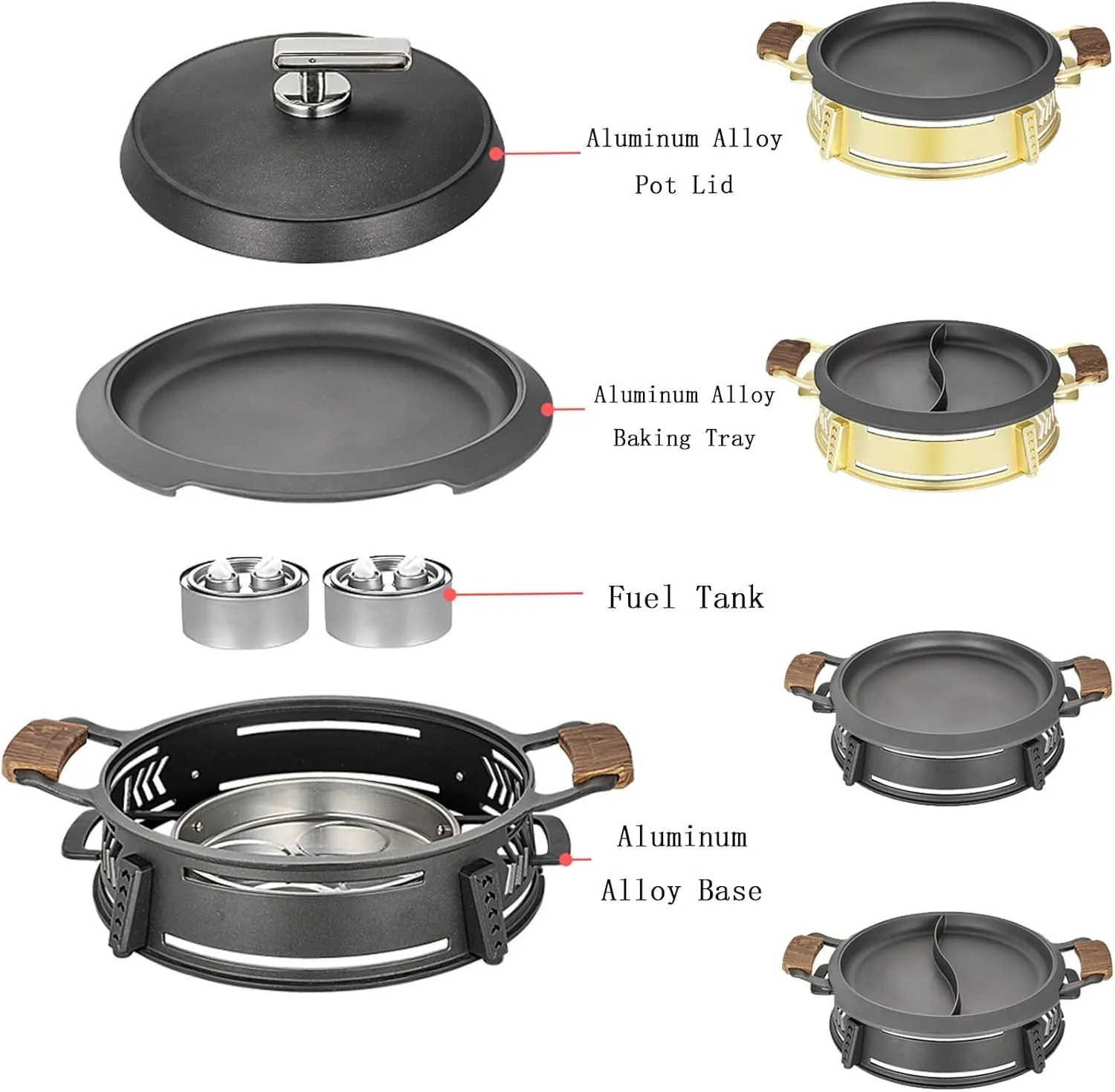 Round Grilled Fish Oven Aluminum Alloy Thickened Bullfrog Dry Pot Non-stick Round Baking Pan(BK-DB cover,26cm)