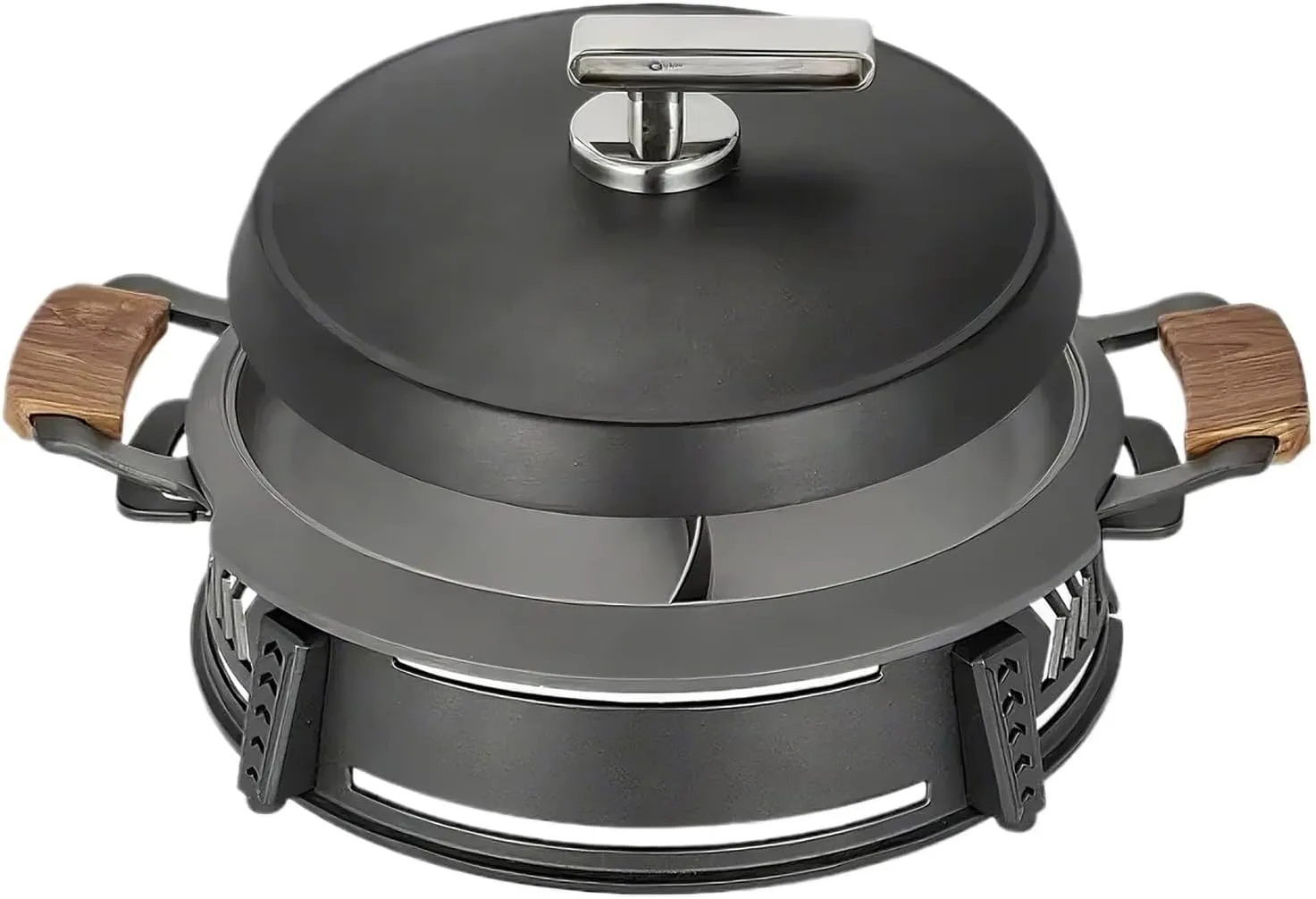 Round Grilled Fish Oven Aluminum Alloy Thickened Bullfrog Dry Pot Non-stick Round Baking Pan(BK-DB cover,26cm)