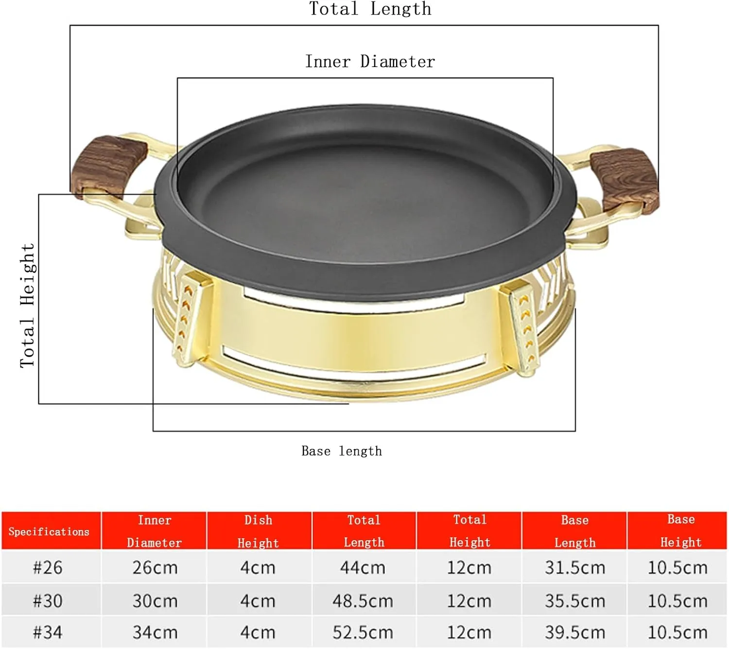 Round Grilled Fish Oven Aluminum Alloy Thickened Bullfrog Dry Pot Non-stick Round Baking Pan(BK-DB cover,26cm)