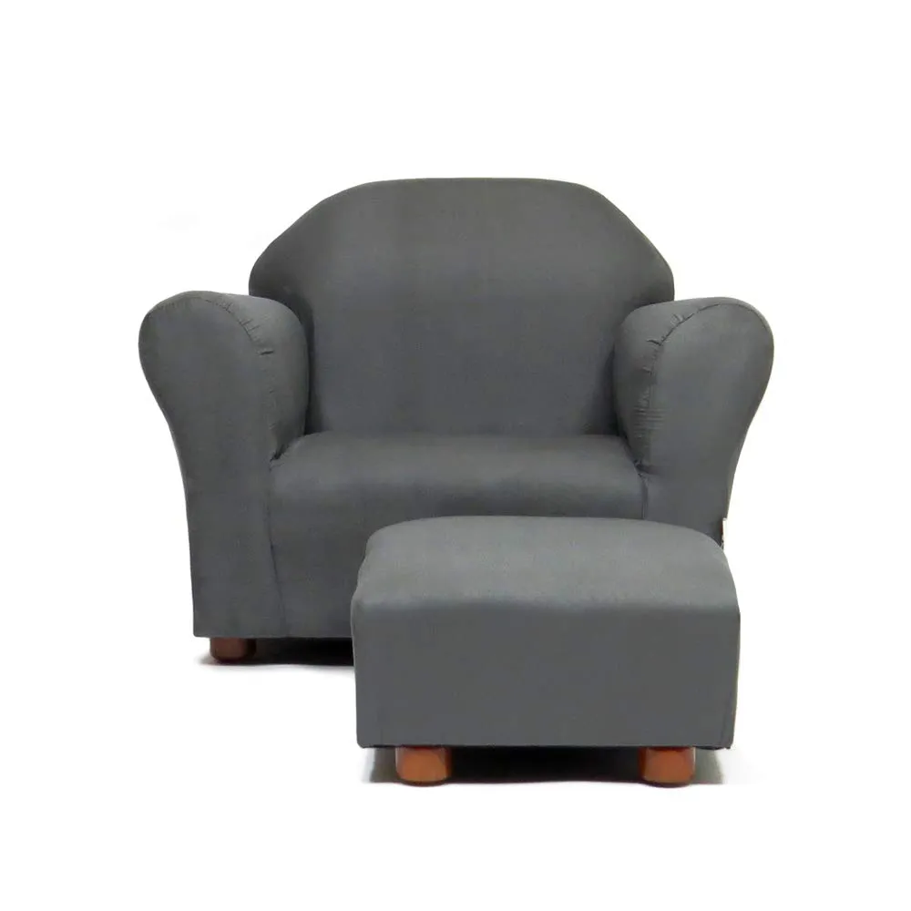 Roundy Kids Chair with Ottoman, Microsuede Upholstered, Ergonomic & Comfortable Design, Sturdy Wooden Frame, Ideal for Boys & Girls Ages 2-5, Easy to Clean, Perfect for Bedrooms, Playrooms & Daycares