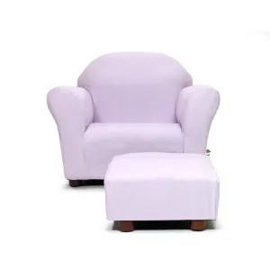 Roundy Kids Chair with Ottoman, Microsuede Upholstered, Ergonomic & Comfortable Design, Sturdy Wooden Frame, Ideal for Boys & Girls Ages 2-5, Easy to Clean, Perfect for Bedrooms, Playrooms & Daycares