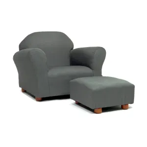 Roundy Kids Chair with Ottoman, Microsuede Upholstered, Ergonomic & Comfortable Design, Sturdy Wooden Frame, Ideal for Boys & Girls Ages 2-5, Easy to Clean, Perfect for Bedrooms, Playrooms & Daycares