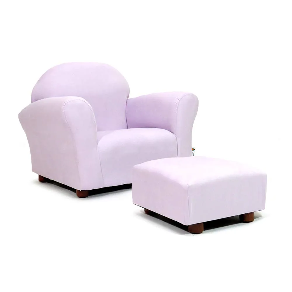 Roundy Kids Chair with Ottoman, Microsuede Upholstered, Ergonomic & Comfortable Design, Sturdy Wooden Frame, Ideal for Boys & Girls Ages 2-5, Easy to Clean, Perfect for Bedrooms, Playrooms & Daycares
